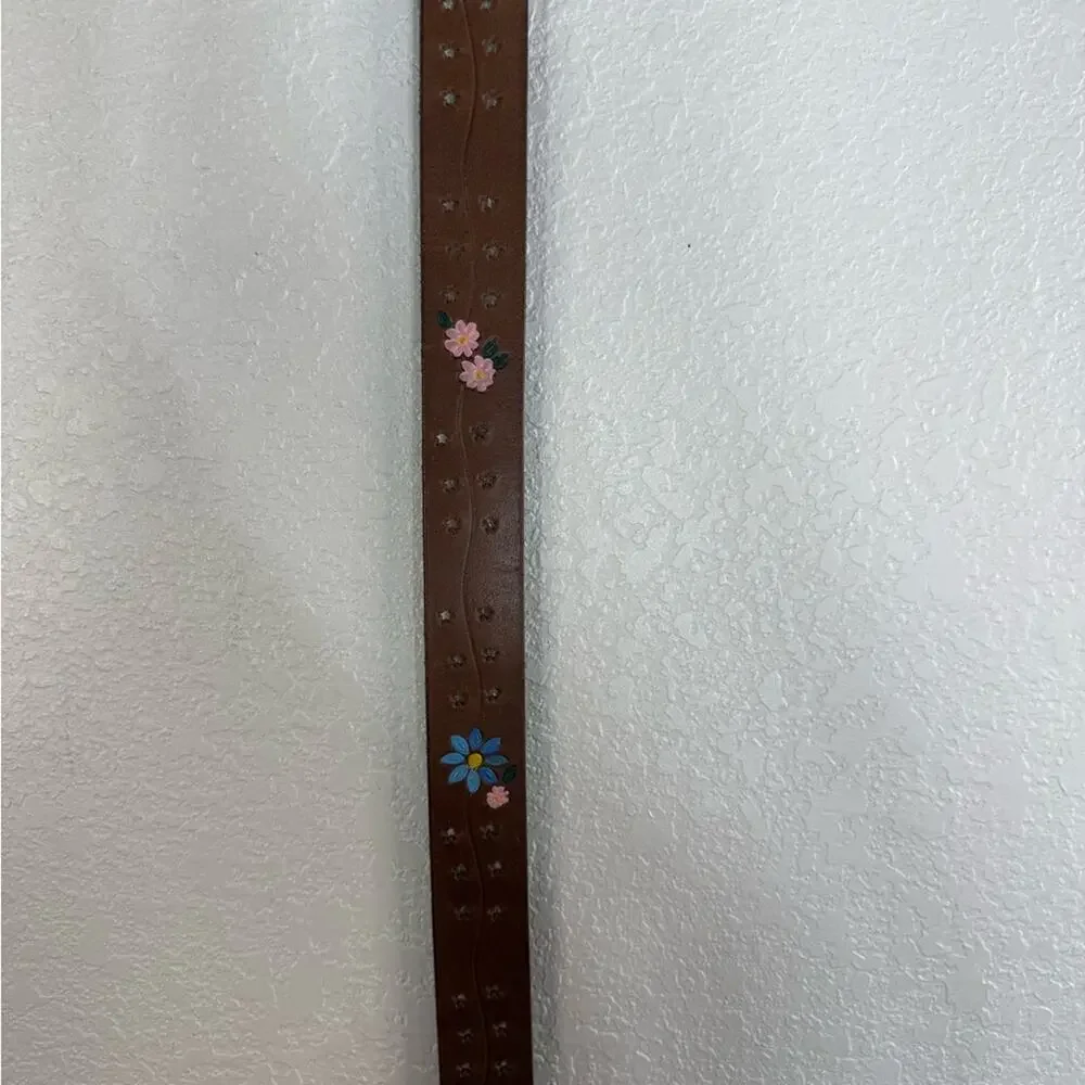 NWT Free People Eye Candy Leather Belt in Ground Clover Floral Accents Boho